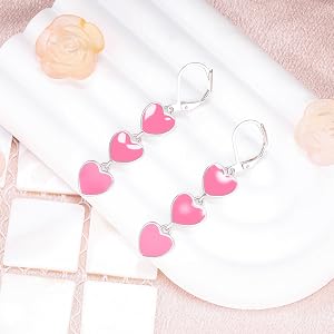 Amazon.com: Sterling Silver Heart Leverback Earrings for Women
